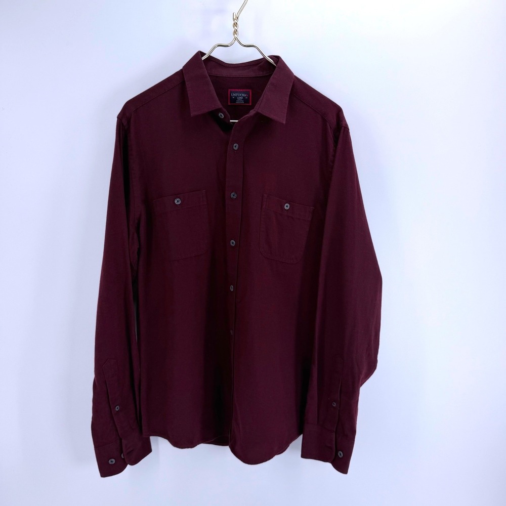 UNTUCKit Hemsworth Slim Fit Long Sleeve Button Down Shirt Burgundy Mens Large